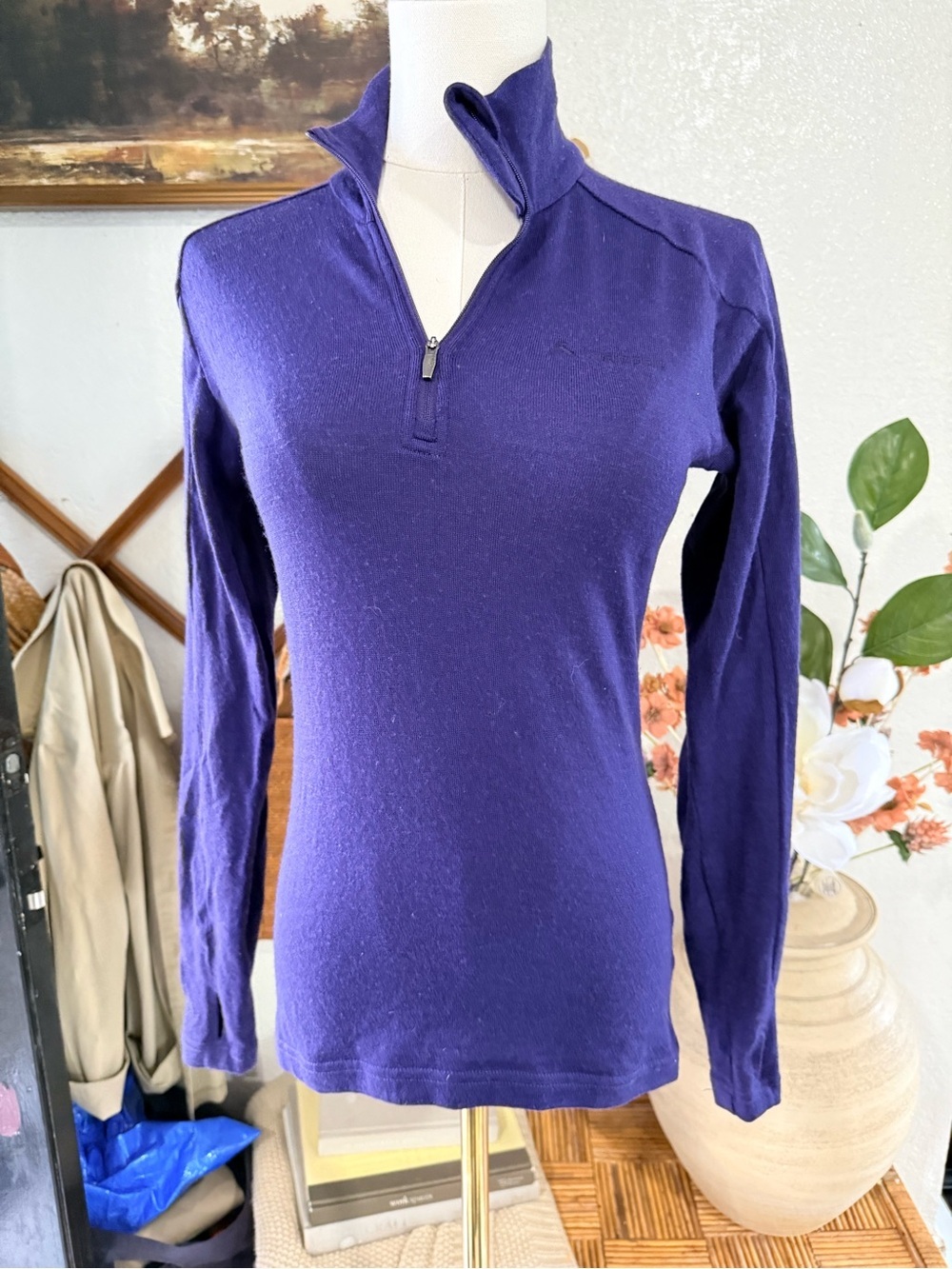 Macpac Deep Purple Lightweight Quarter-Zip Long Sleeve Top